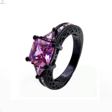 Latest Bulk Custom Black Gold Zircon Copper Ring For Women